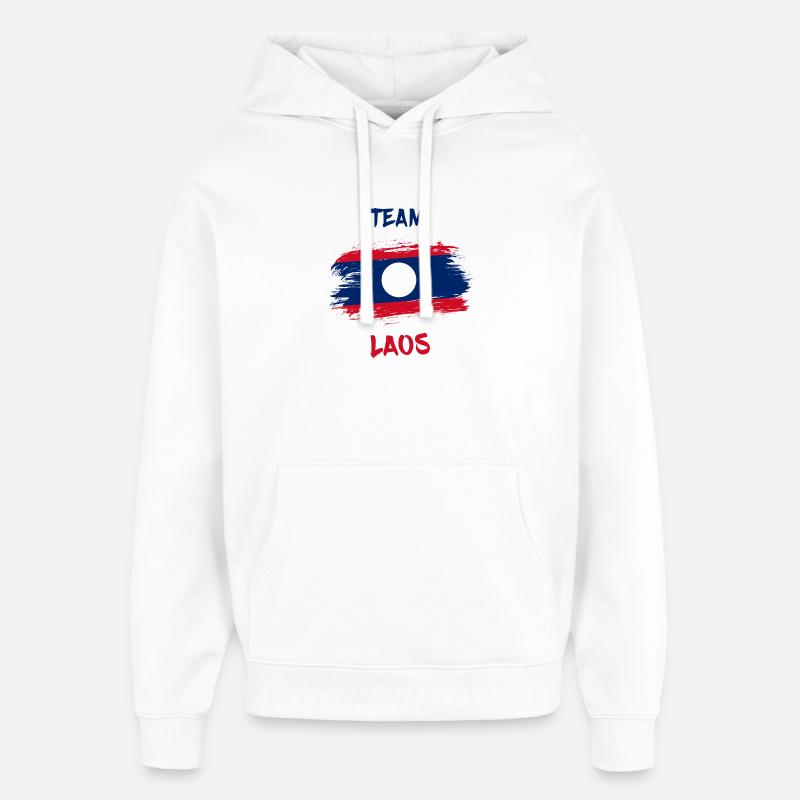 Team Laos Drapeaux Design / Cadeau - Sweat à capuche unisexe Stanley/Stella Oversized - blanc