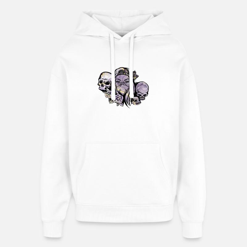 Mme Bandana Totenköpfe Roses - Sweat à capuche unisexe Stanley/Stella Oversized - blanc