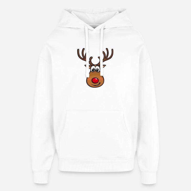 Rudolf Noël renne visage - Sweat à capuche unisexe Stanley/Stella Oversized - blanc