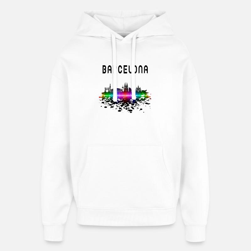 Cadeau/design Splash Skyline de Barcelone - Sweat à capuche unisexe Stanley/Stella Oversized - blanc