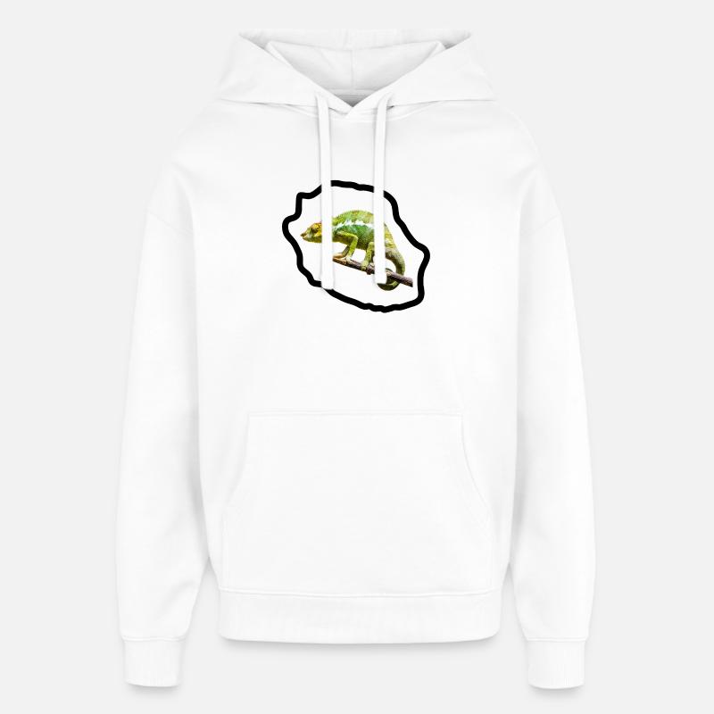 Chameleon vert sur branche - Sweat à capuche unisexe Stanley/Stella Oversized - blanc