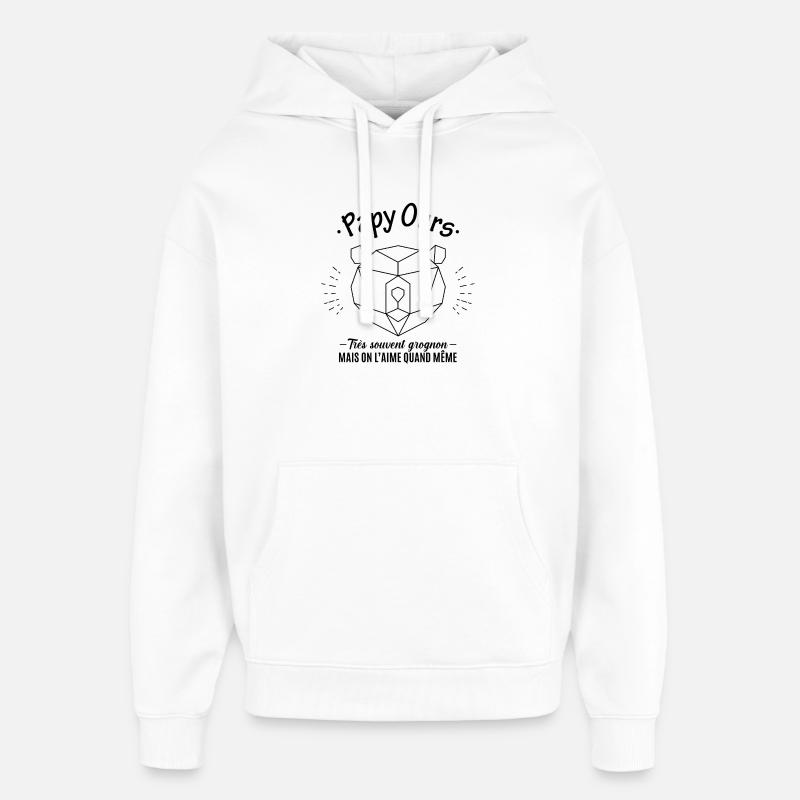 Papy ours - Sweat à capuche unisexe Stanley/Stella Oversized - blanc