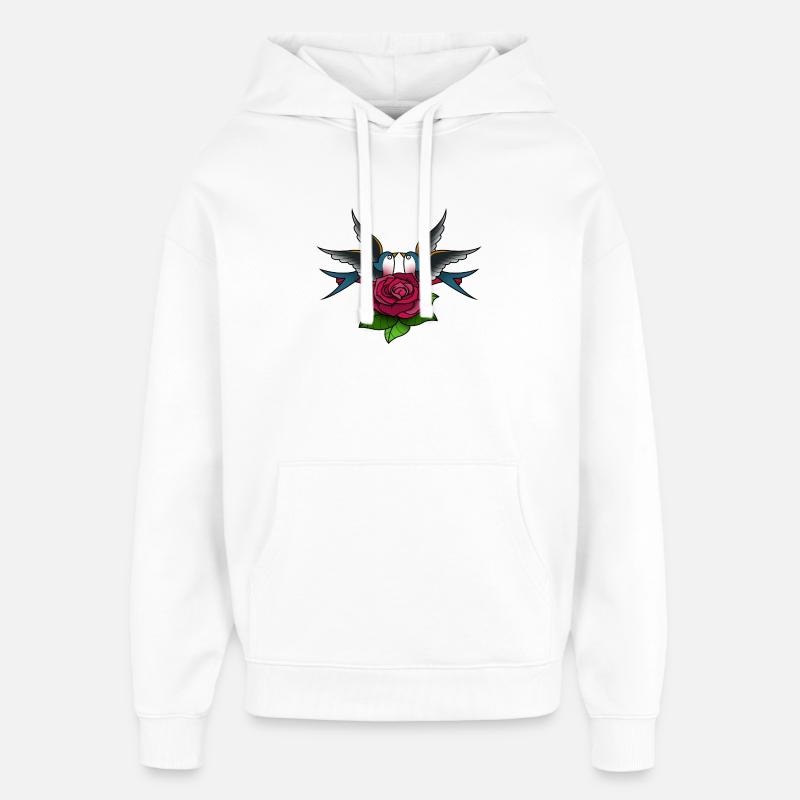 Tattoo 2 Hirondelles - Sweat à capuche unisexe Stanley/Stella Oversized - blanc