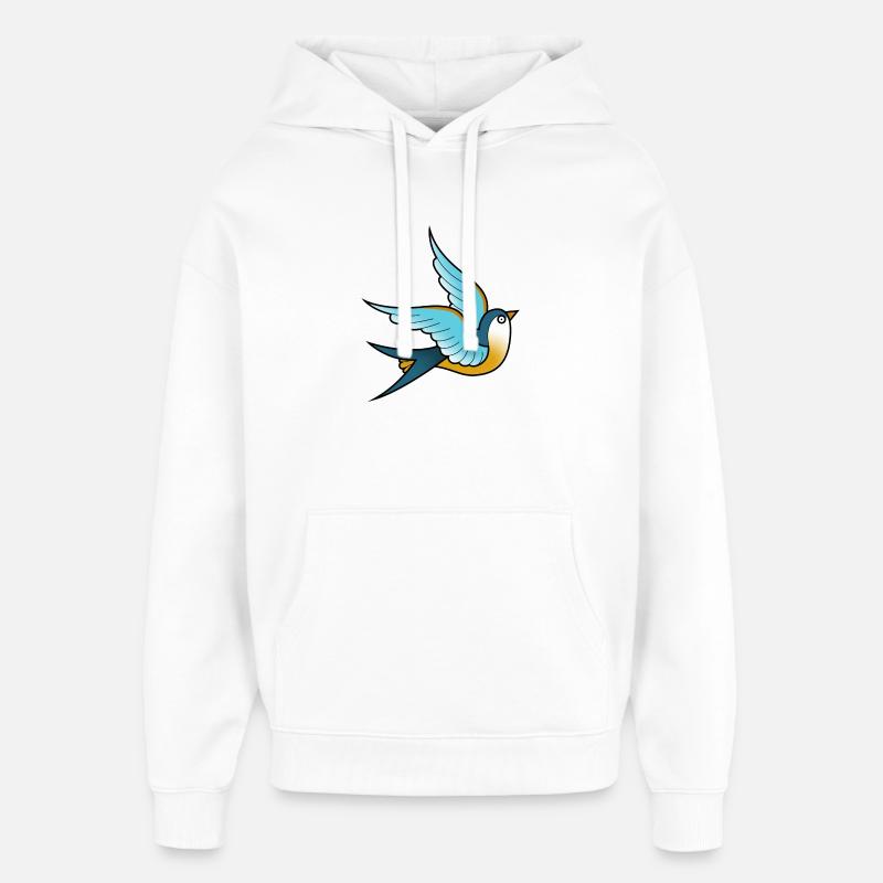 Tattoo hirondelle - Sweat à capuche unisexe Stanley/Stella Oversized - blanc