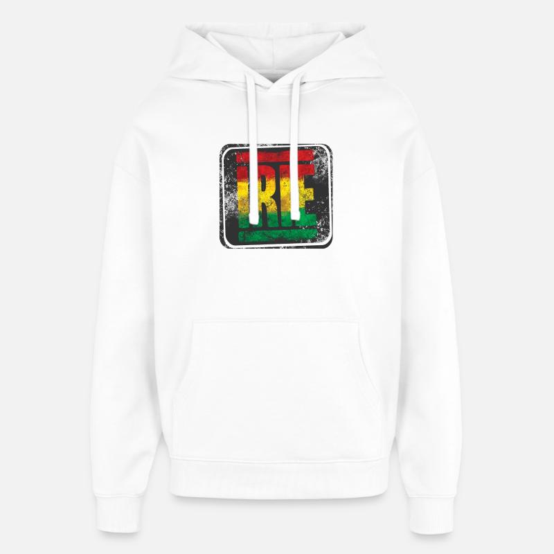 Authentic Rasta design with gradient - Oversized Unisex Hoodie by Stanley/Stella - white