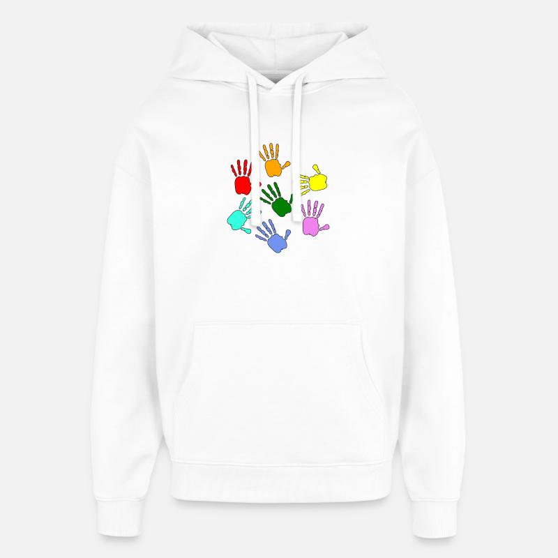 Peindre les mains des enfants - Sweat à capuche unisexe Stanley/Stella Oversized - blanc