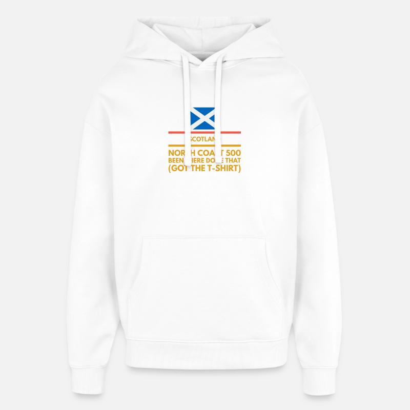 North Coast 500 Écosse - Sweat à capuche unisexe Stanley/Stella Oversized - blanc