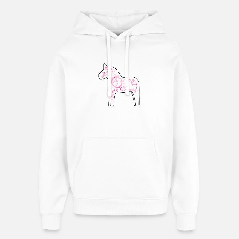 Dala Pferd Pink - Oversized Unisex Hoodie von Stanley/Stella - Weiß