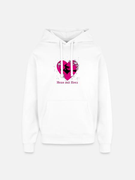 Hexe mit Herz Motiv - Oversized Unisex Hoodie von Stanley/Stella - Weiß