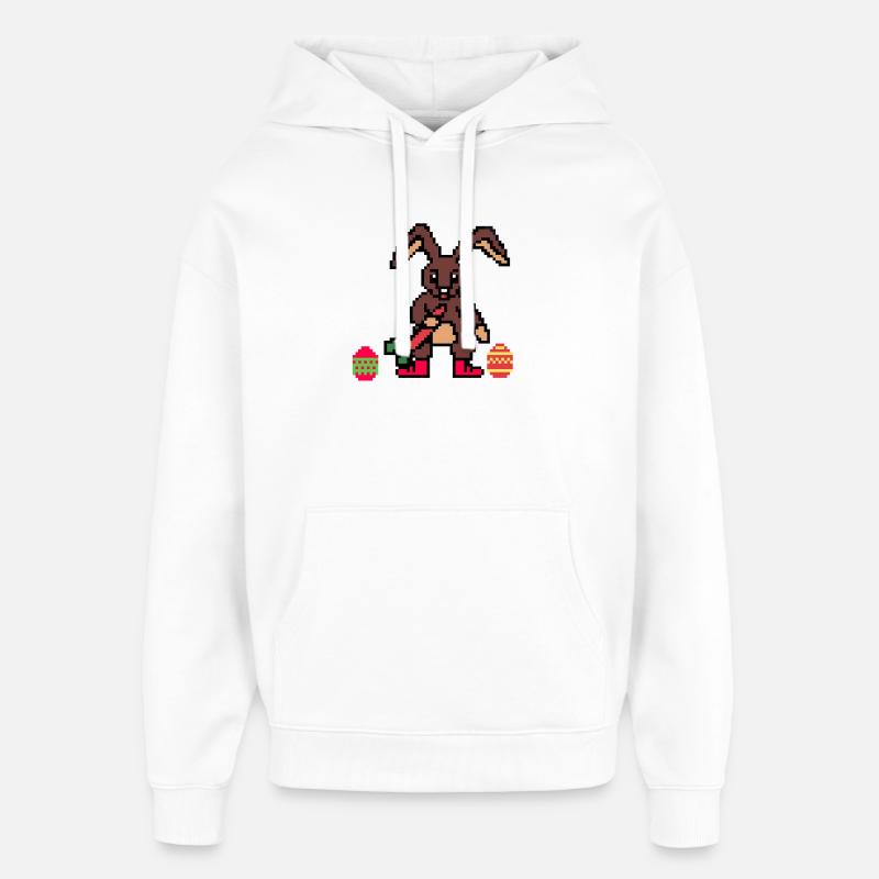 Cute Easter Bunny Pixel Art - Oversized Unisex Hoodie by Stanley/Stella - white