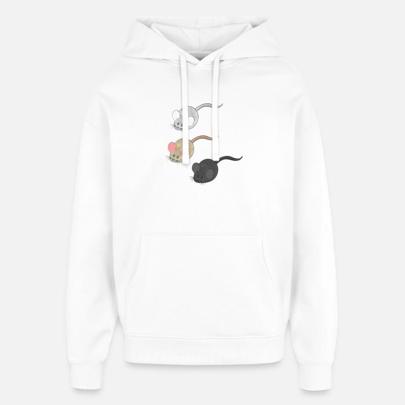 geschenkideen mäuse, Drei Mäuse, Mäuse Fan - Oversized Unisex Hoodie von Stanley/Stella - Weiß