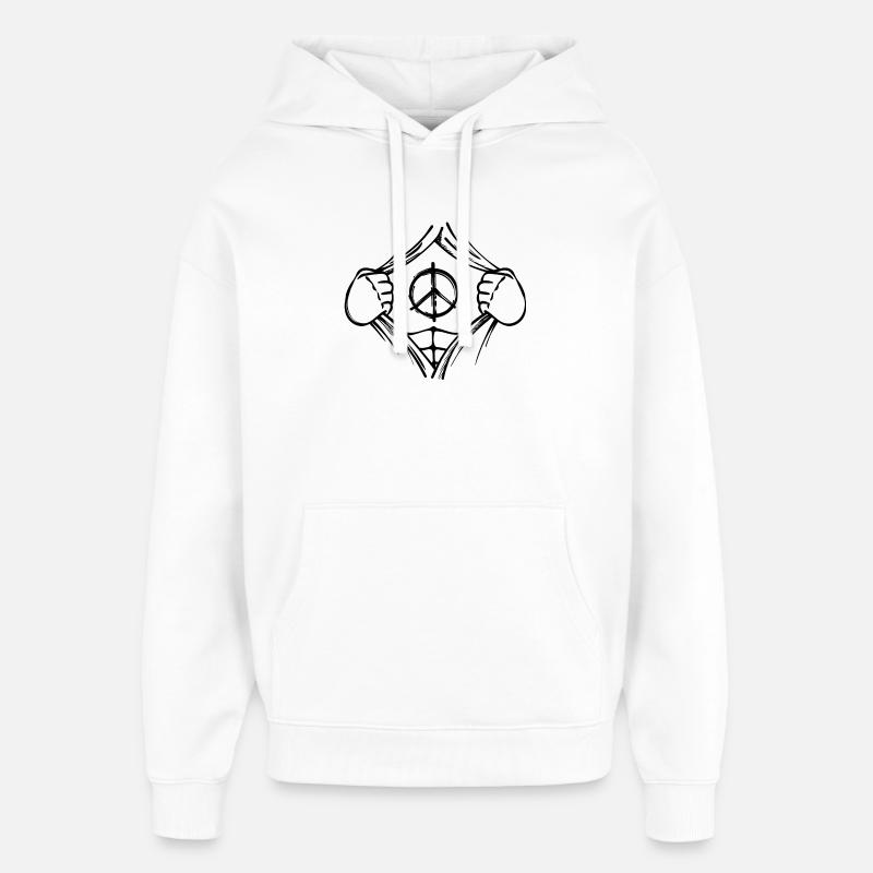 Paix Amour Justice Signe de paix - Sweat à capuche unisexe Stanley/Stella Oversized - blanc