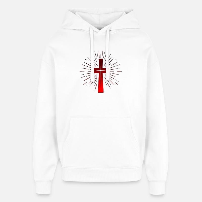 Croix chrétienne - Foi chrétienne - EGLISE - Sweat à capuche unisexe Stanley/Stella Oversized - blanc
