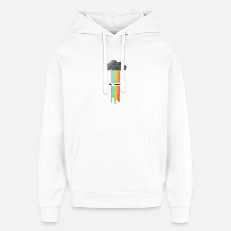 Gouttes de nuages arc-en-ciel - Sweat à capuche unisexe Stanley/Stella Oversized - blanc