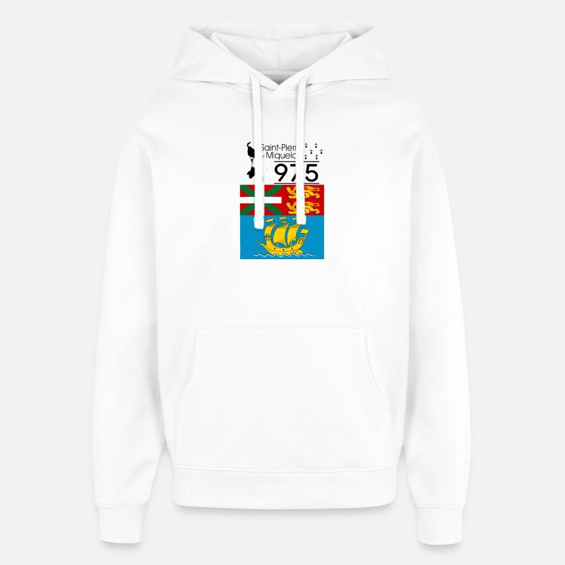 Saint-Pierre et miquelon - Sweat à capuche unisexe Stanley/Stella Oversized - blanc