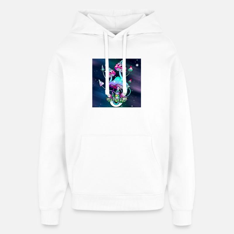 Champignons magiques Art spatial - Sweat à capuche unisexe Stanley/Stella Oversized - blanc