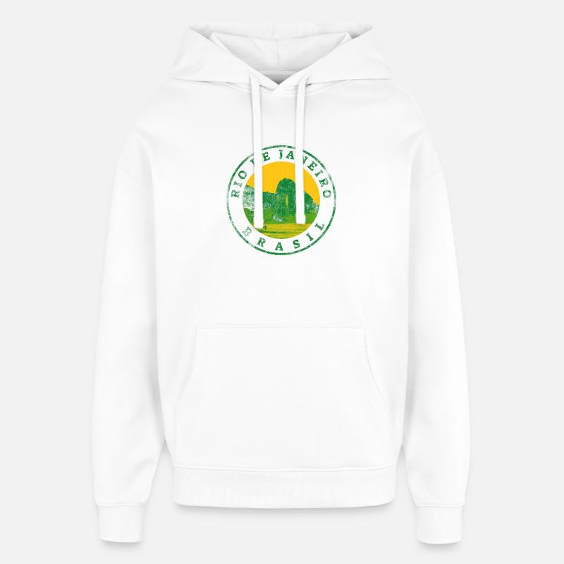 Rio de Janeiro Emblem: Strand & Berge - Oversized Unisex Hoodie von Stanley/Stella - Weiß