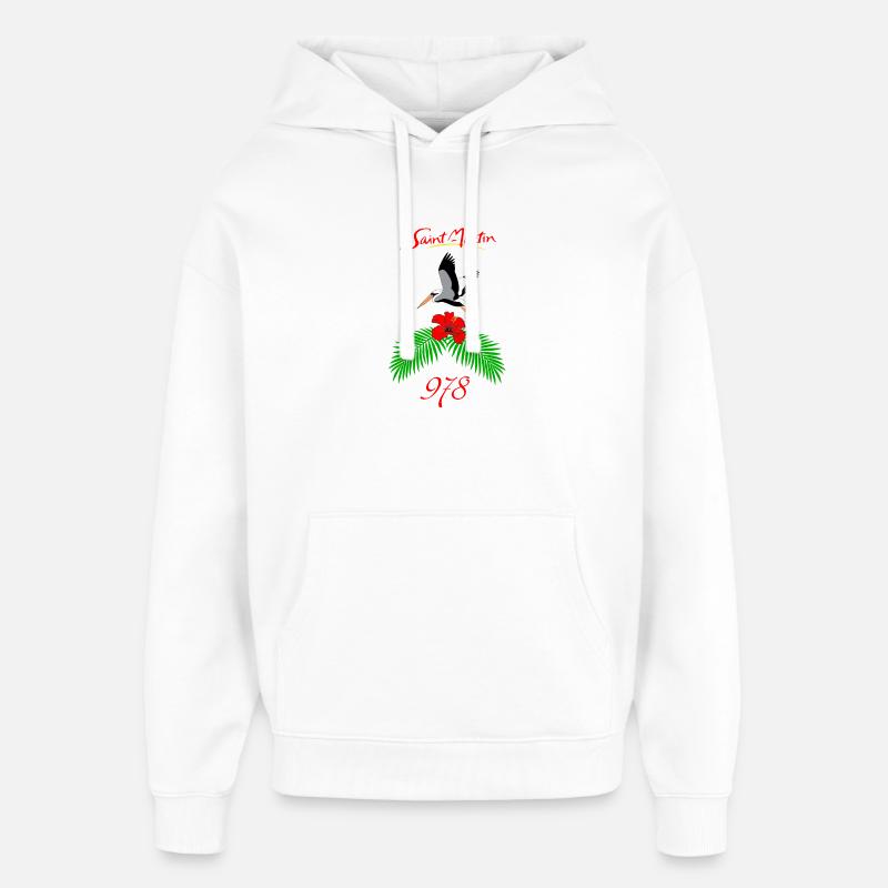 Saint-martin - Sweat à capuche unisexe Stanley/Stella Oversized - blanc