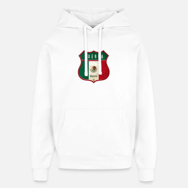 Motif écusson Puebla Mexico - Sweat à capuche unisexe Stanley/Stella Oversized - blanc