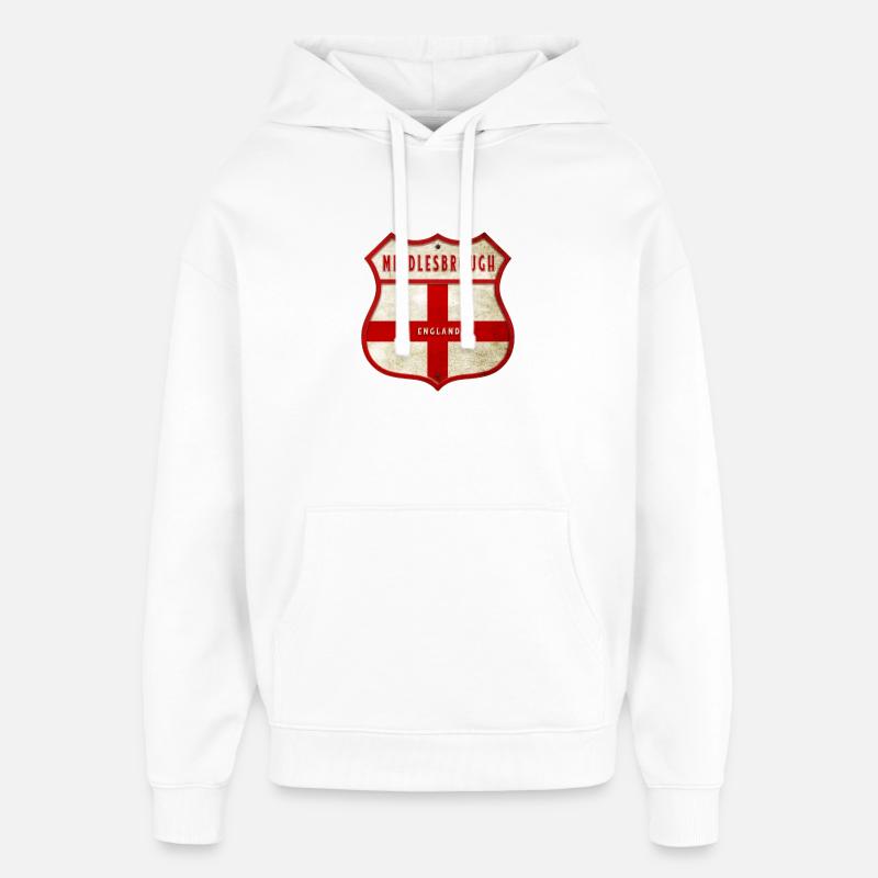 Armoiries de Middlesbrough Angleterre - Sweat à capuche unisexe Stanley/Stella Oversized - blanc