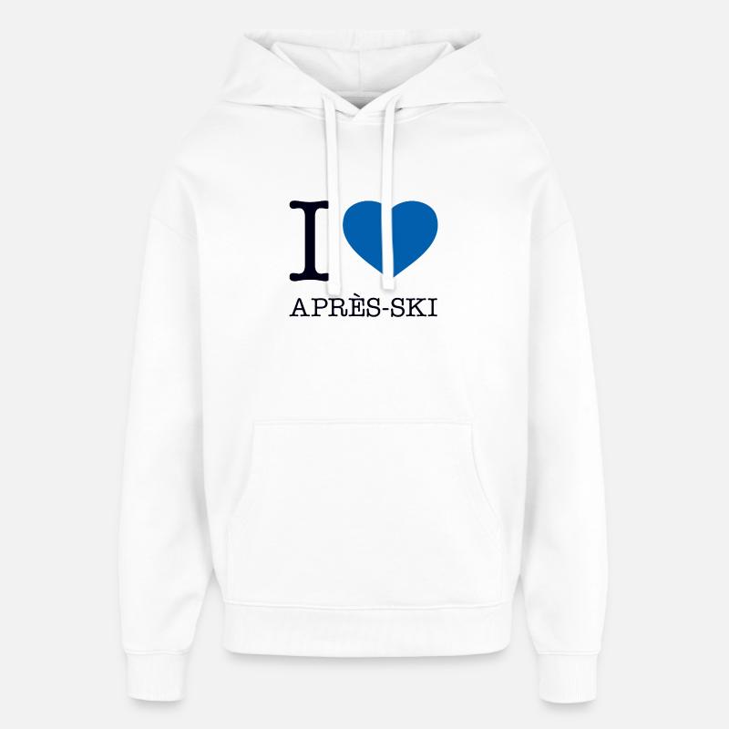 J’ADORE LE SKI APRÈS-SKI - Sweat à capuche unisexe Stanley/Stella Oversized - blanc