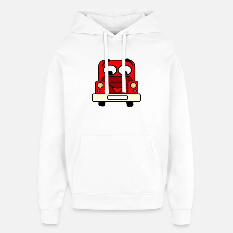 Voiture heureuse avec visage rouge - Sweat à capuche unisexe Stanley/Stella Oversized - blanc