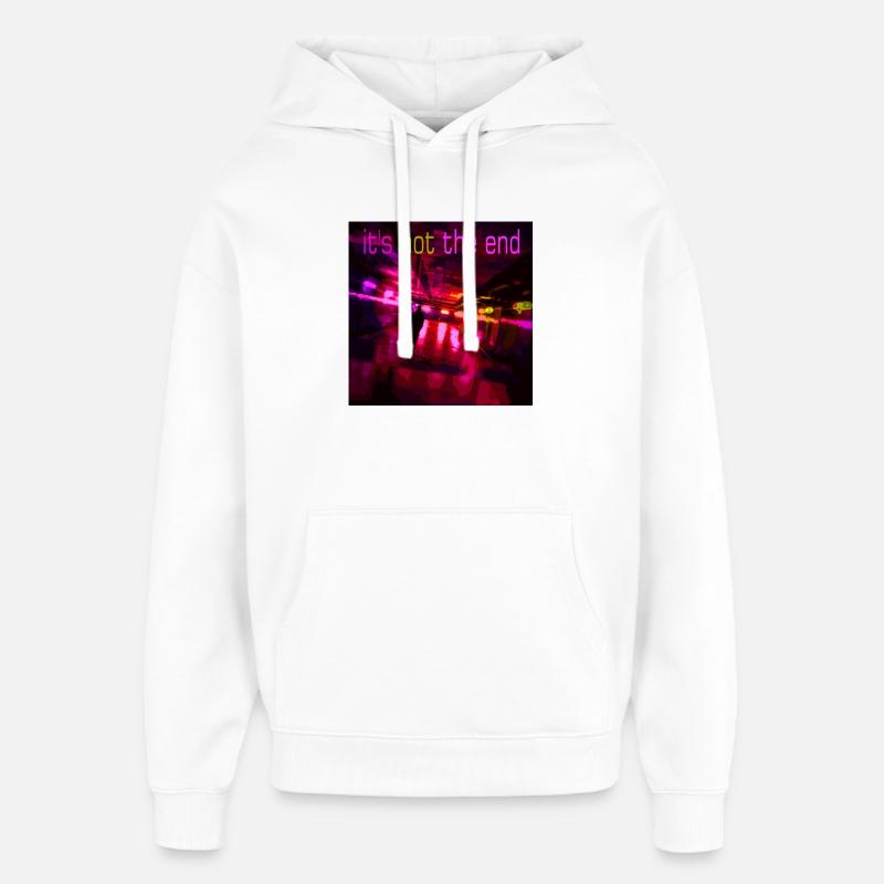 Sentier des néons de la nuit - Sweat à capuche unisexe Stanley/Stella Oversized - blanc