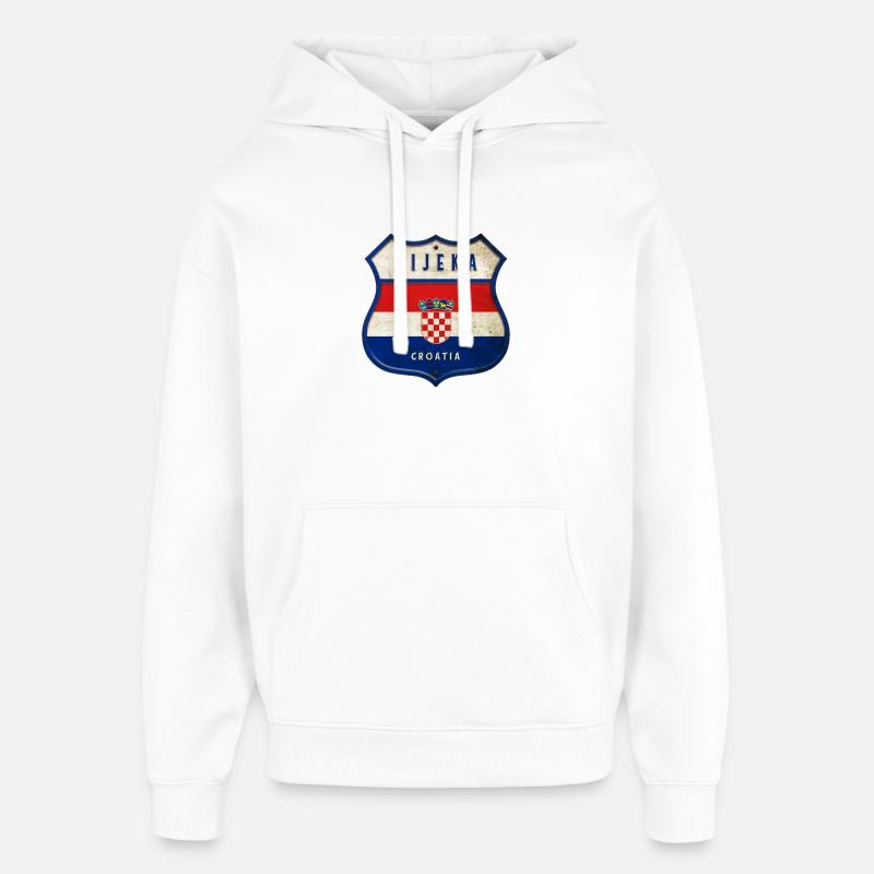 Rijeka Croatie Drapeaux Design d'armoiries - Sweat à capuche unisexe Stanley/Stella Oversized - blanc