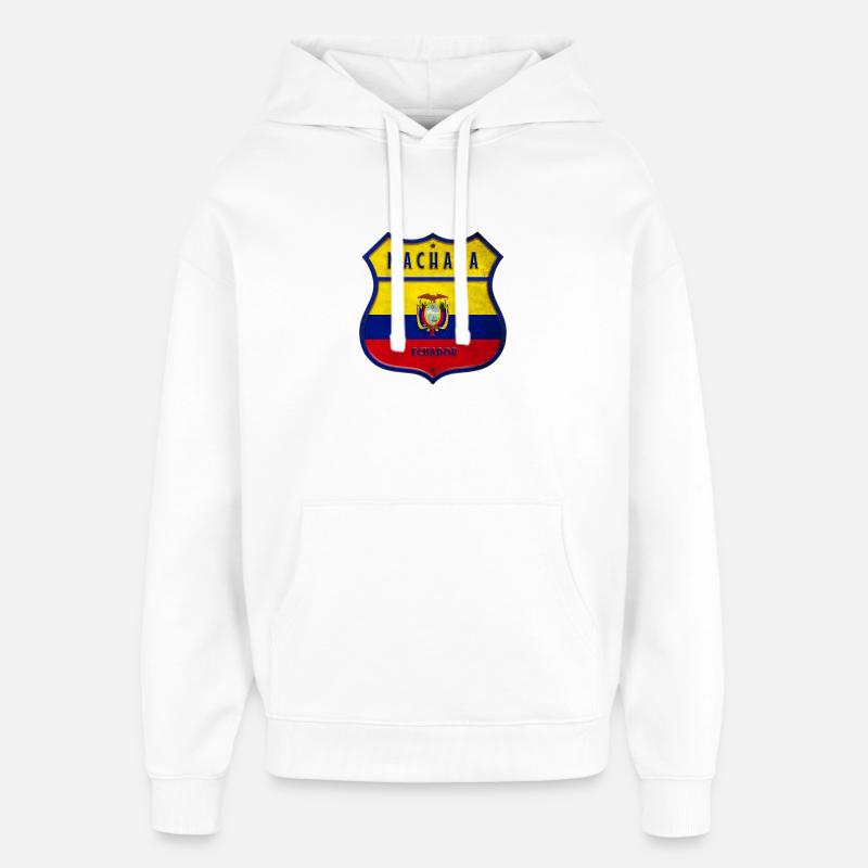 Machala Équateur Armoiries Drapeaux - Sweat à capuche unisexe Stanley/Stella Oversized - blanc