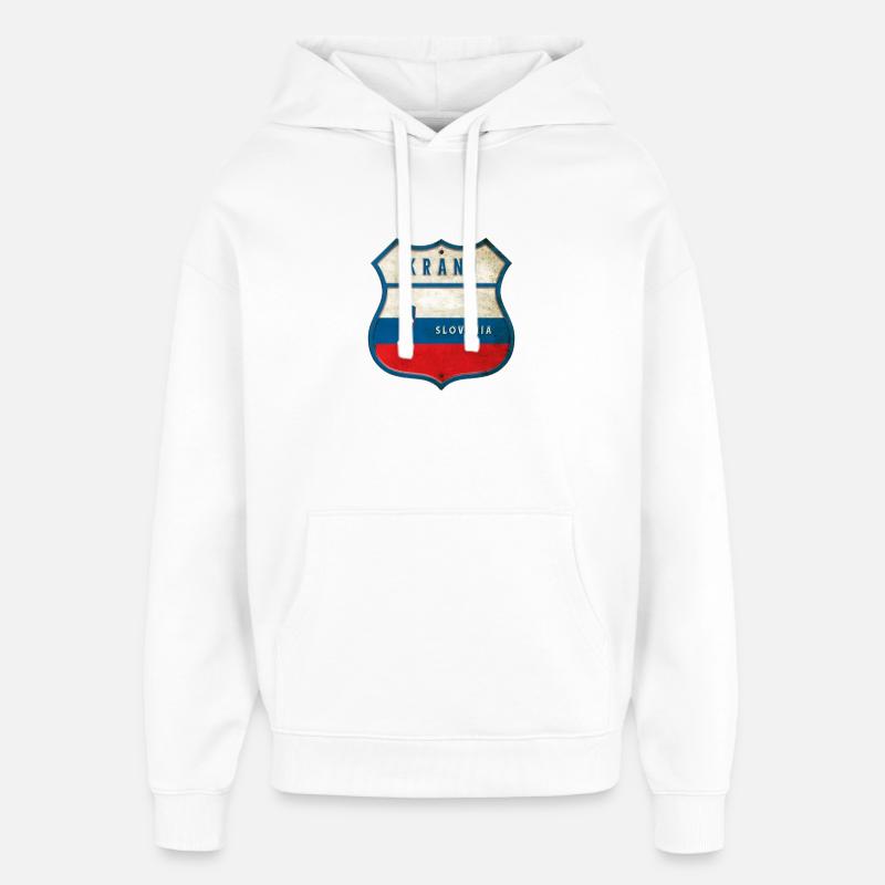 Kranj Slovénie Drapeaux Design d'armoiries - Sweat à capuche unisexe Stanley/Stella Oversized - blanc