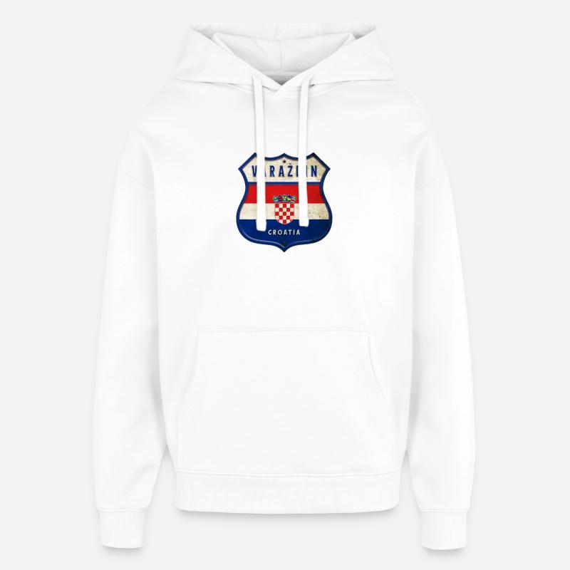 Varaždin Croatie Drapeaux Design d'armoiries - Sweat à capuche unisexe Stanley/Stella Oversized - blanc