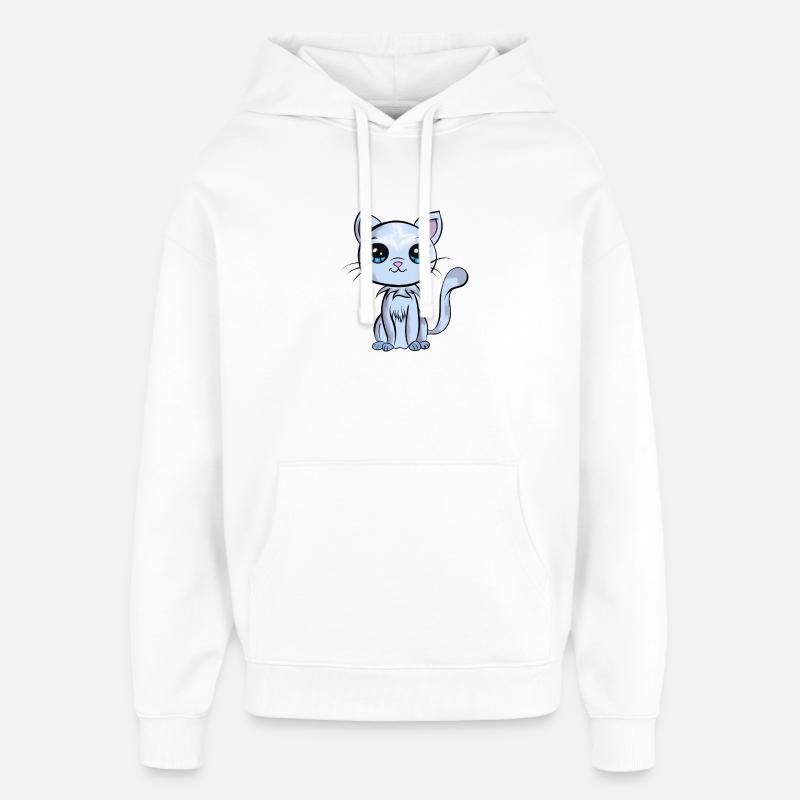 Chat Kawaii - Sweat à capuche unisexe Stanley/Stella Oversized - blanc