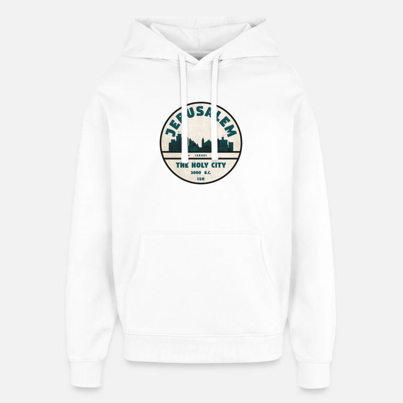 Jerusalem Skyline Retro Abzeichen - Oversized Unisex Hoodie von Stanley/Stella - Weiß