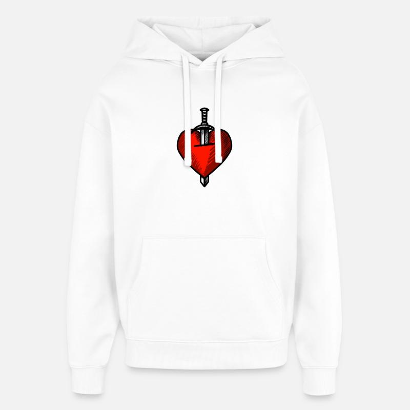 Épée de cœur - Sweat à capuche unisexe Stanley/Stella Oversized - blanc