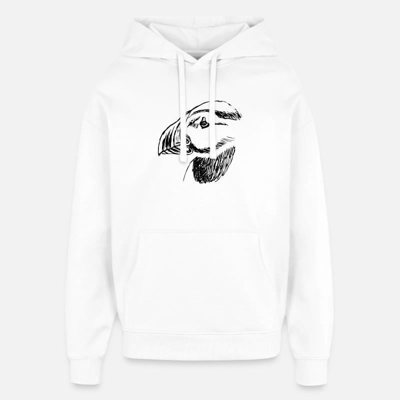 Oiseau macareux dessiné à la main - Sweat à capuche unisexe Stanley/Stella Oversized - blanc