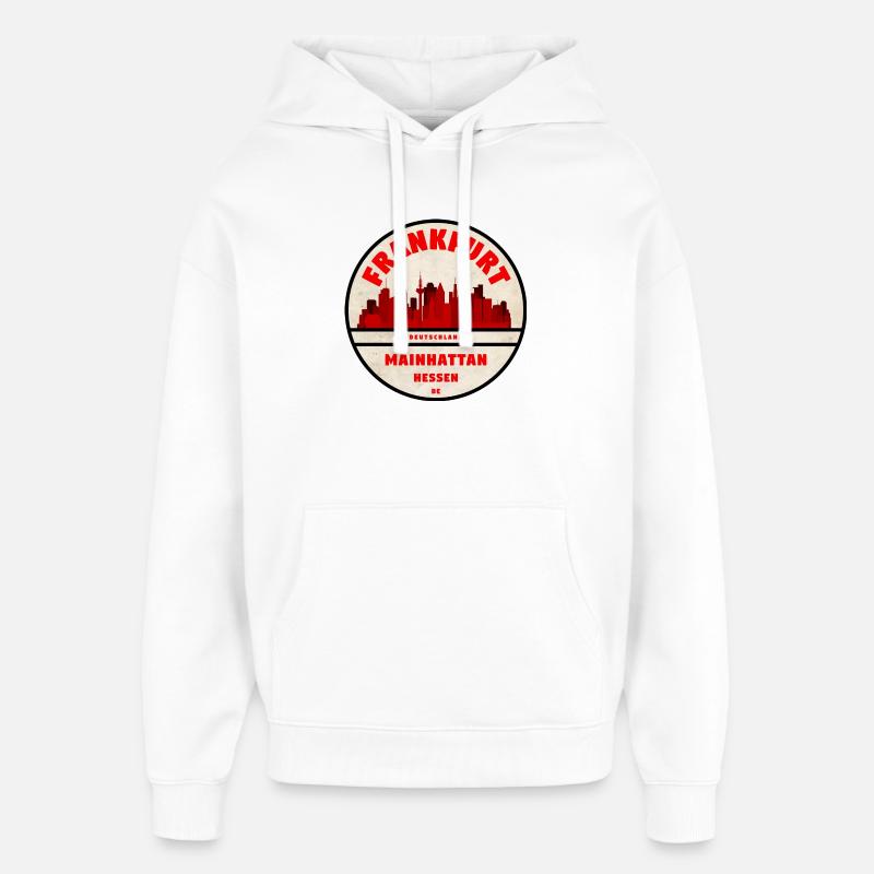 Mainhattan Skyline Rouge Francfort - Sweat à capuche unisexe Stanley/Stella Oversized - blanc