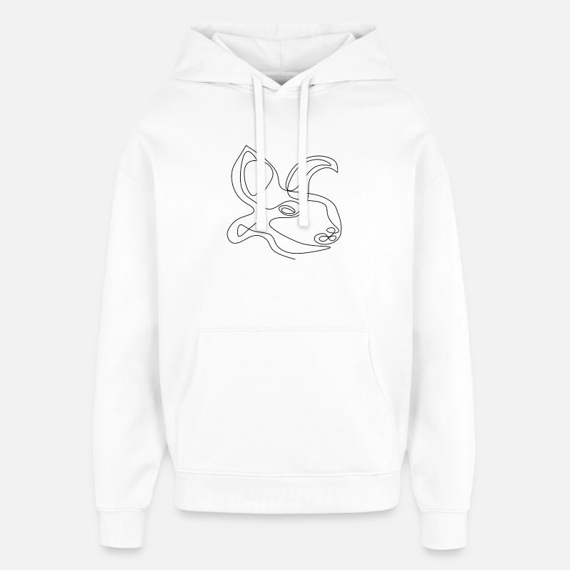 LAPIN DE DESSIN AU TRAIT - Sweat à capuche unisexe Stanley/Stella Oversized - blanc