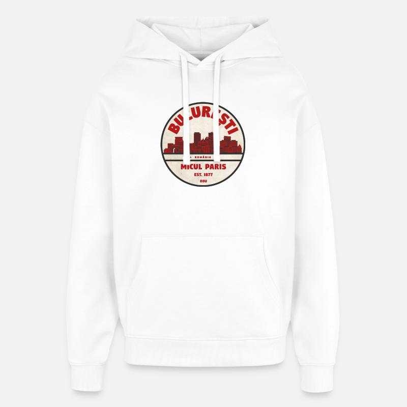 Millésime Micul Paris de Bucarest - Sweat à capuche unisexe Stanley/Stella Oversized - blanc