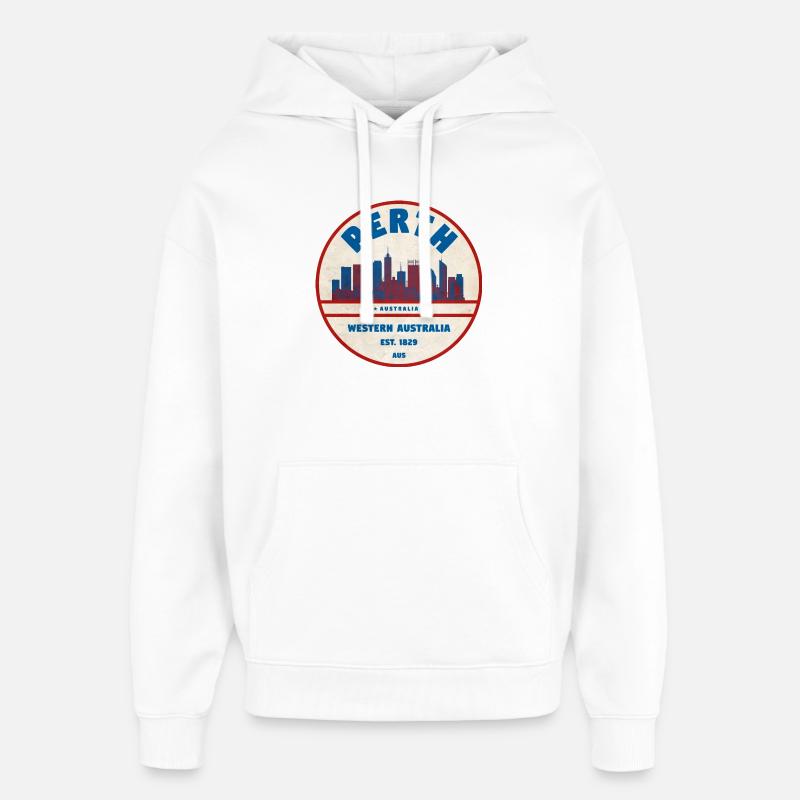 Perth Skyline Rétro AU - Sweat à capuche unisexe Stanley/Stella Oversized - blanc