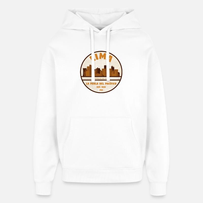 Lima Skyline Retro Abzeichen Peru - Oversized Unisex Hoodie von Stanley/Stella - Weiß