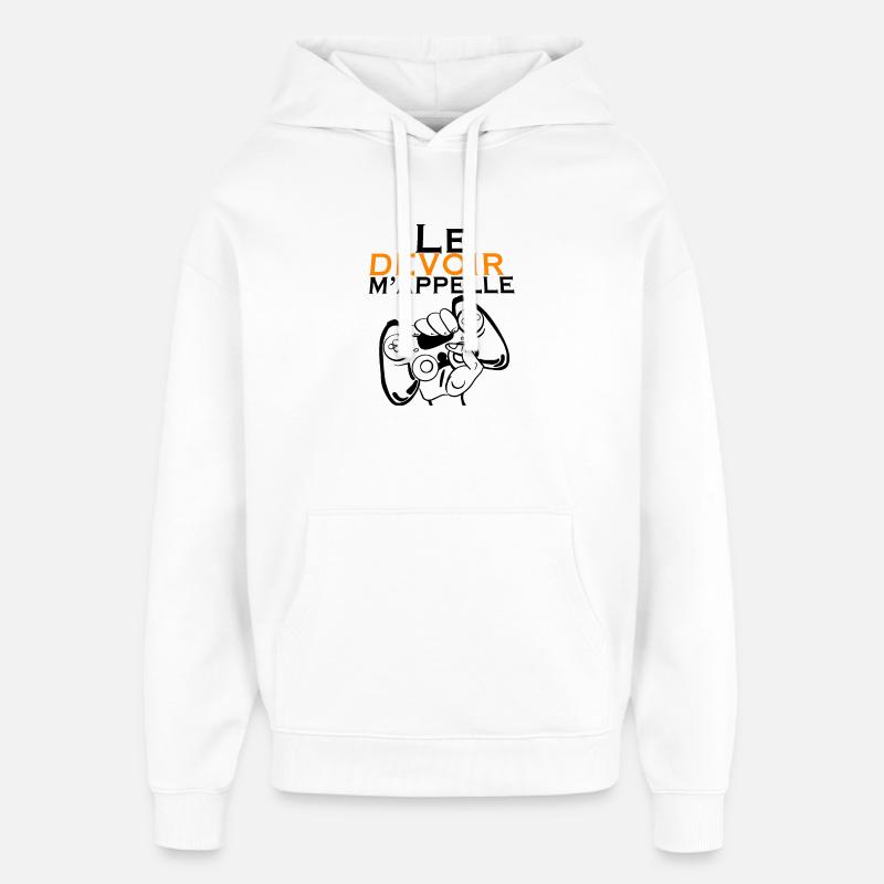 Devoir Voiture Orange en Silhouette - Sweat à capuche unisexe Stanley/Stella Oversized - blanc