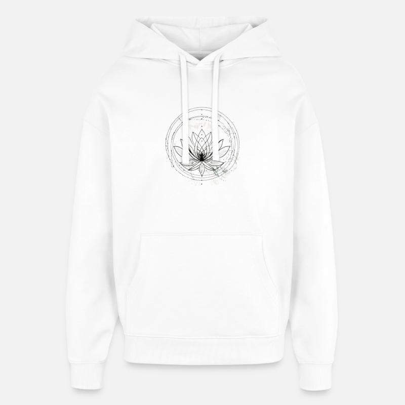 Lotus Mandala Noir Blanc - Sweat à capuche unisexe Stanley/Stella Oversized - blanc