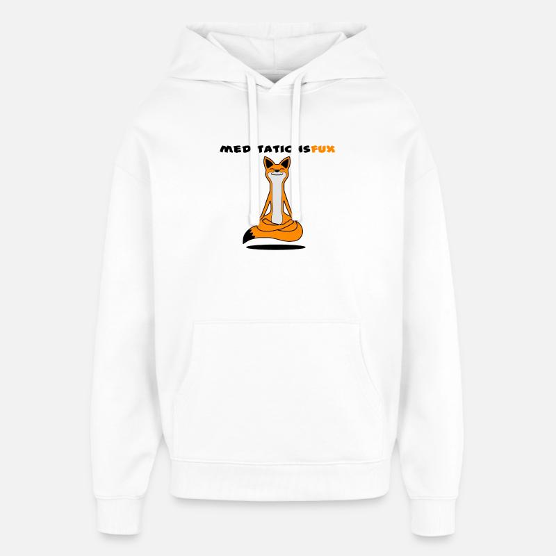 Meditationsfux - Renard de méditation, dialecte - Sweat à capuche unisexe Stanley/Stella Oversized - blanc