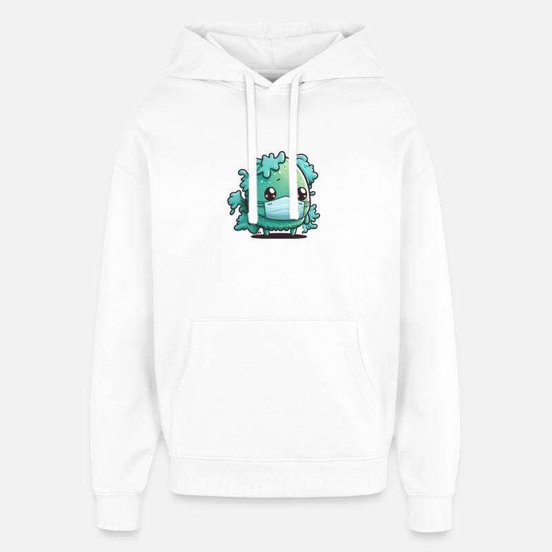 Bactérie avec masque - Sweat à capuche unisexe Stanley/Stella Oversized - blanc