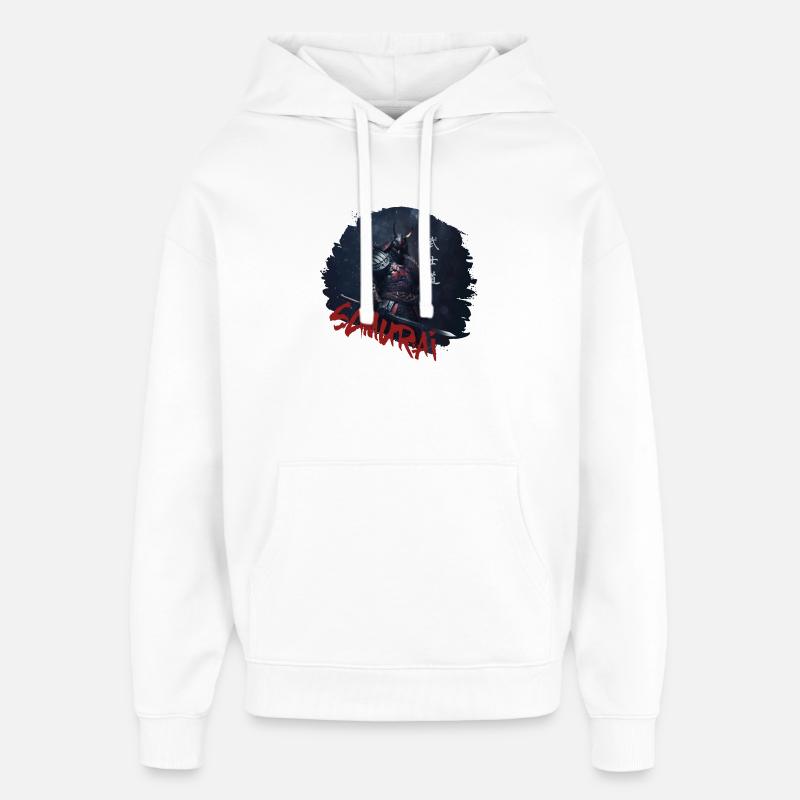 Samurai Warrior with Katana - Oversized Unisex Hoodie by Stanley/Stella - white