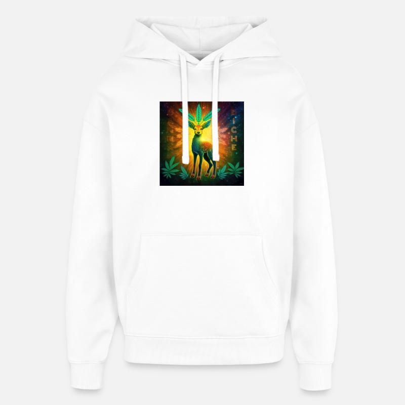 Kosmisches Reh mit Cannabisblättern - Oversized Unisex Hoodie von Stanley/Stella - Weiß