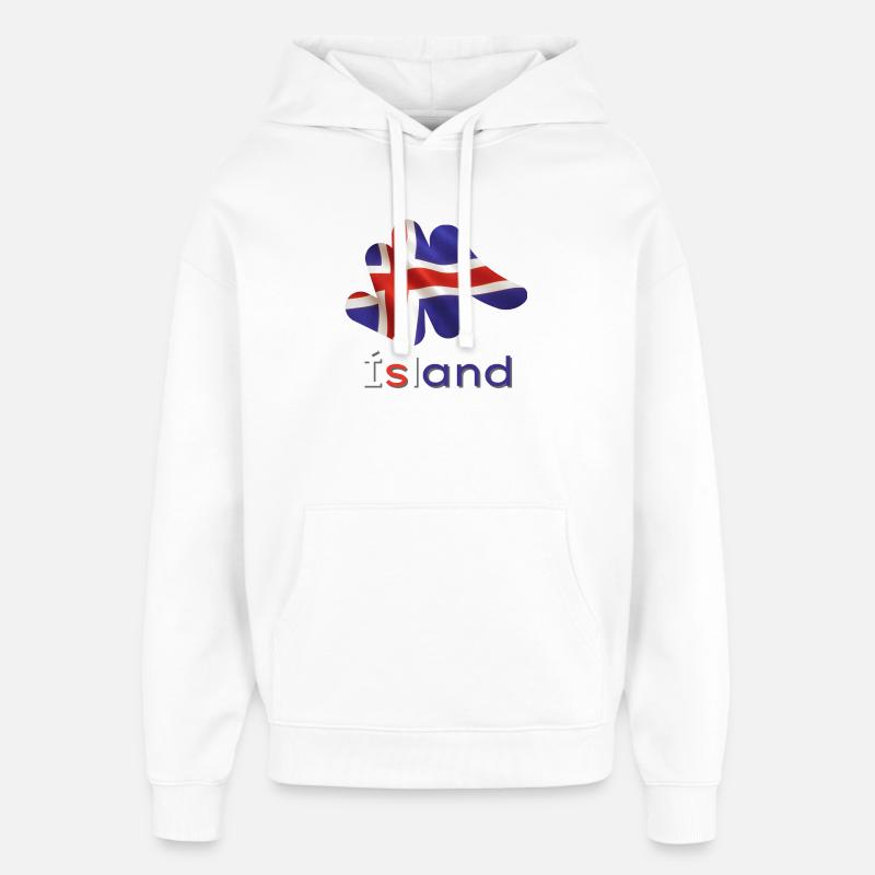 Flag Ísland - Sweat à capuche unisexe Stanley/Stella Oversized - blanc