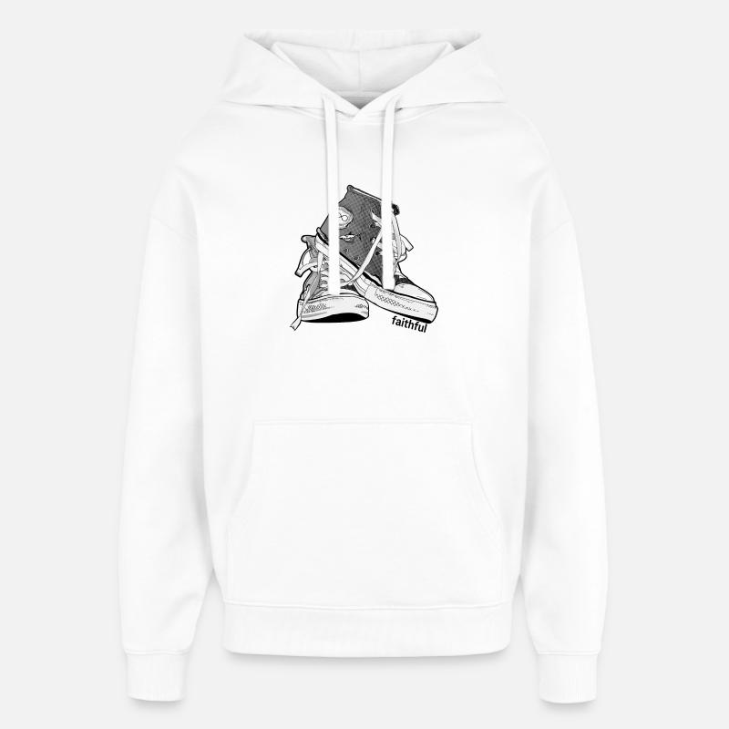 Fidèle-BW - Sweat à capuche unisexe Stanley/Stella Oversized - blanc