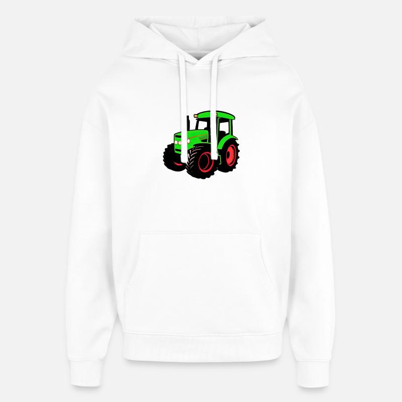 Traktor - Oversized Unisex Hoodie von Stanley/Stella - Weiß