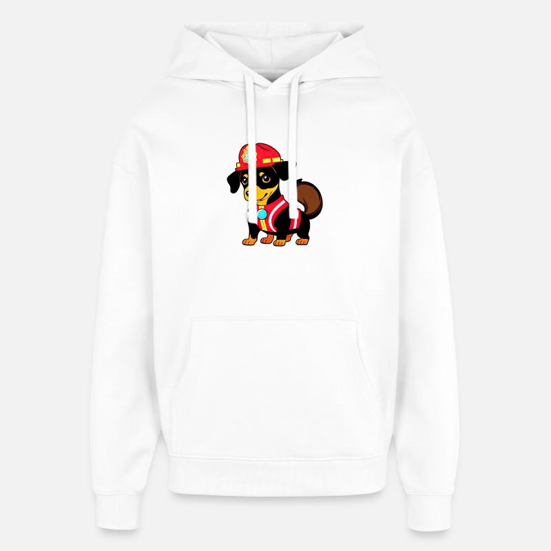 Dachshund en tant que pompier - Sweat à capuche unisexe Stanley/Stella Oversized - blanc